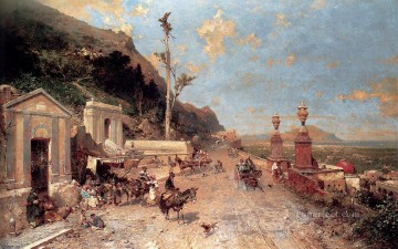 La Strada Monreale Palermo scenery Franz Richard Unterberger Oil Paintings